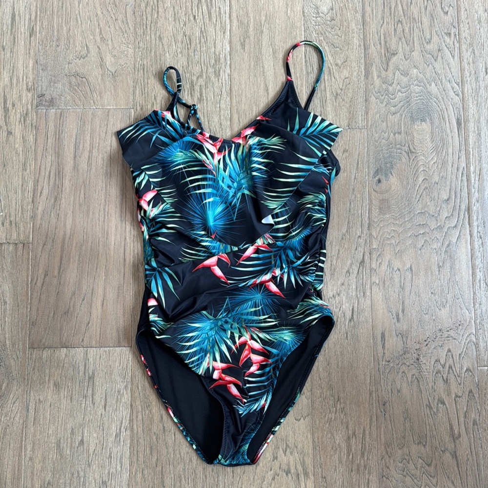 Blooming Jelly Ruched Tummy Control One Piece Bath Suit Size Medium - Picture 2 of 5